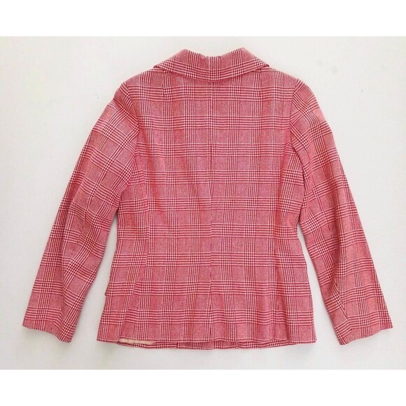 Vtg Henri Bendel Limited Edition Red Wool Plaid Tailored Jacket Made France Sz S - Picture 13 of 13